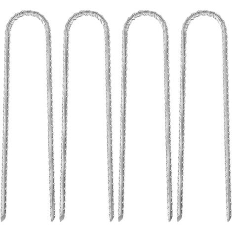 Piquet de Fixation, 4 Pièces 27cm Sardines de Fixation, 8mm Piquets de Fixation, Agrafe Toile Paillage, Piquets de Jardin Convient pour Fixation de Balançoires Tentes Clôtures