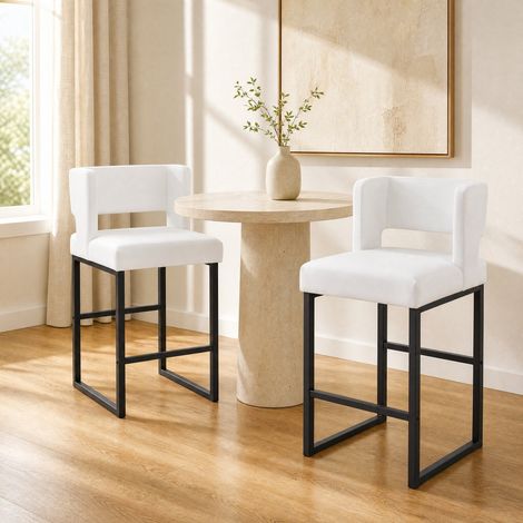 MEUBLIV Set di 2 sedie da bar bianche e nere – design moderno con struttura in metallo (1/5)