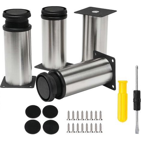 50x120mm Edelstahl-Möbelfüße, verstellbar, inklusive Schrauben, 4er-Pack