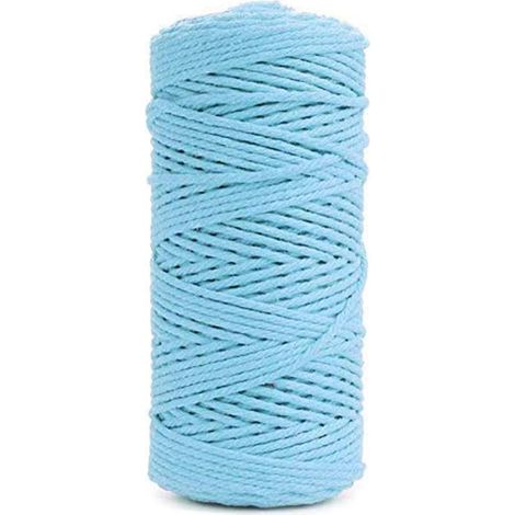 Fil macramé coton bleu, 3 mm, rouleau de 200 m – DELKEVIC