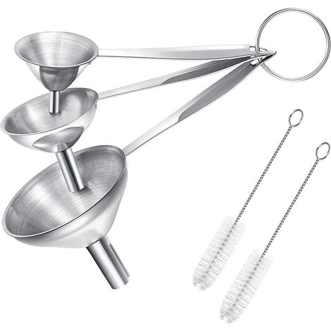 Entonnoir Cuisine, 3 Pièces Entonnoir Essence Entonnoir De Cuisine Entonnoir Inox Entonnoir a Piston, Avec 2 Brosses De Nettoyage Pour Le Transfert (1/5)