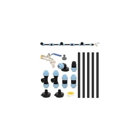 IBC Anschluss-Set S60 x 6 IBC für 3 IBC Tanks nebeneinander / Regentank mit 3/4" Gartenhahn (1/5)