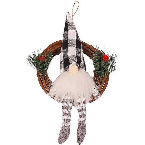 Décorations de Noël suspendues représentant des personnages de la forêt assis sur une vigne, avec lumières.-28x15cm (1/2)