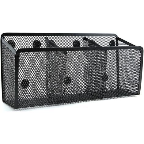 Pen Storage Baskets, Magnetic Pen Holder, Desk Organizer, Mesh Office Supplies, for Storing Pencils, Markers and School Accessories (3 Sections) (1/5)