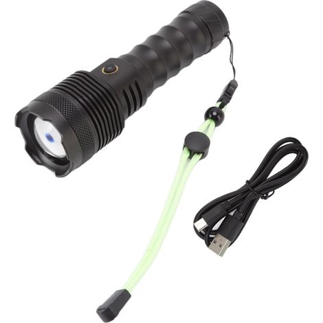 Lampe torche LED puissante 3000LM super lumineuse rechargeable USB, alliage aluminium zoomable, lampe de poche (1/5)