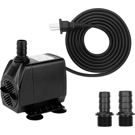 Pompe d'aquarium réglable ultra silencieuse avec 4 ventouses pour fontaine d'étang, 2 buses, 60W, 3000L/H (1/5)