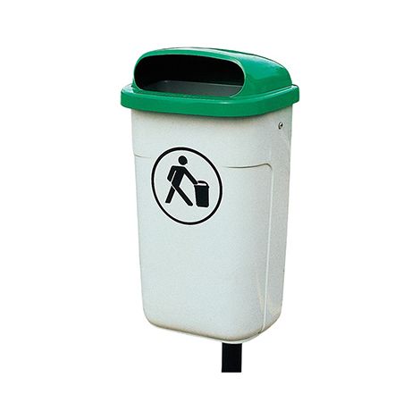Corbeille extérieur 50 L - Beige / Verte - 151001BEVK (1/3)