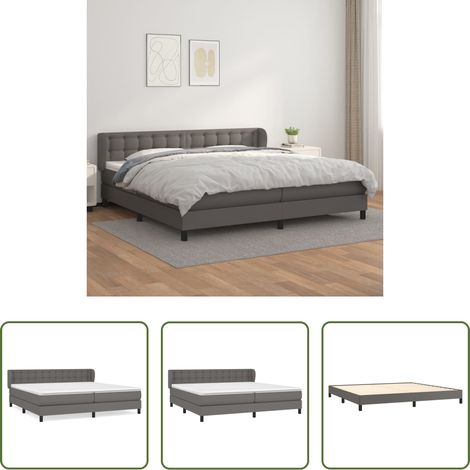 vidaXL Matratze - Boxspringbett mit Matratze Grau 200x200 cm Kunstleder (1/5)