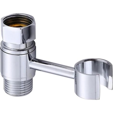 Support de douchette de salle de bain pivotant à 360° avec robinetterie, support de bidet et bouchon de siège (argenté) (1/5)