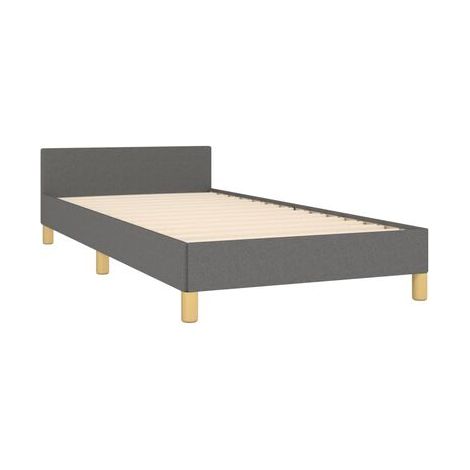 Cadre de lit gris foncé (sans matelas), 80 × 200 cm, tissu, tissu doux et respirant, pour chambre, décor moderne, facile à assembler (1/5)