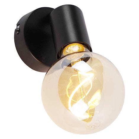 Qazqa – Plafonnier à spot noir orientable 1 lumière – Compatible ampoule E27 jusqu'à 40W – Éclairage intérieur – Dimensions 8x8cm