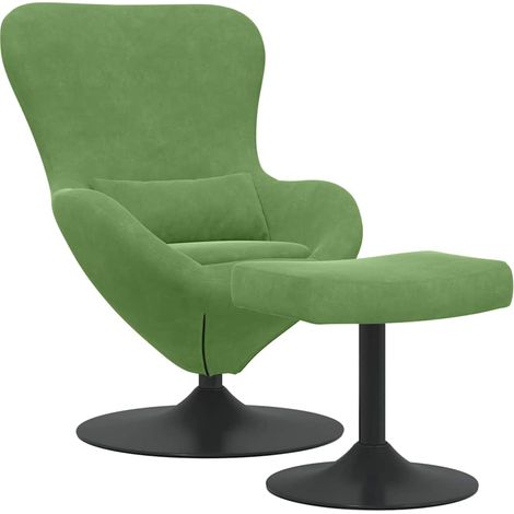Maison Exclusive - Sedia Egg con Pouf Verde chiaro Velluto (1/5)