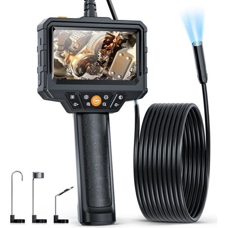 Endoscope numérique industriel - Écran IPS 4,3" - Inspection de canalisation - Étanche IP67 - 8 LED - Câble 5m.
