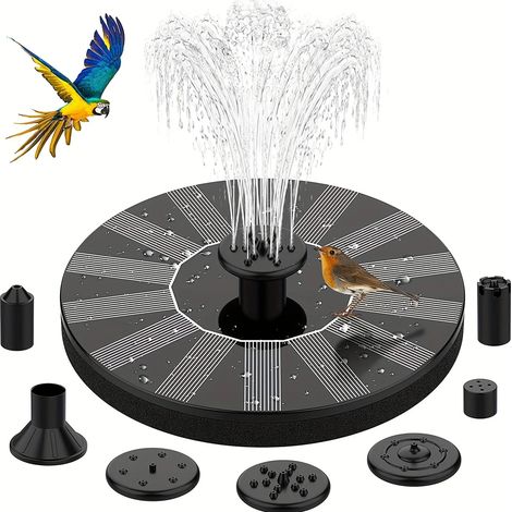 (Fontaine de 1,4 W) Mangeoire à oiseaux suspendue de 30 cm avec fontaine, abreuvoir pour oiseaux d'extérieur, crochet et chaîne pour jardin, terrasse ou patio. (1/5)