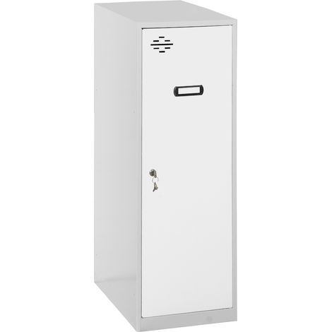 SimonRack Armadietto Spogliatoio Metallico Piccolo, 915x400x500 mm, Armadietto con Chiave, Grigio/Bianco - Simonlocker