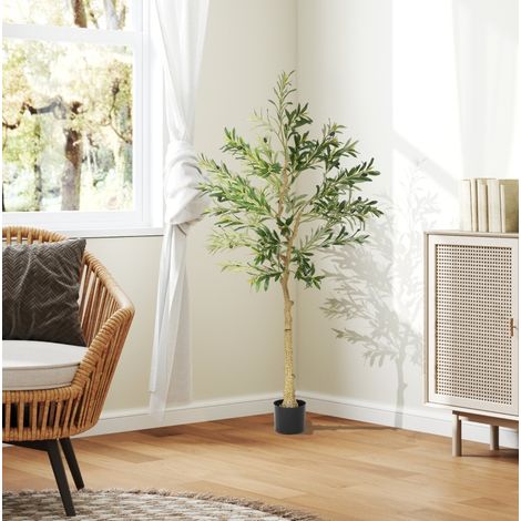Olivier artificiel 150 cm, 720 feuilles, pot stable, vert HAVRYA (1/4)