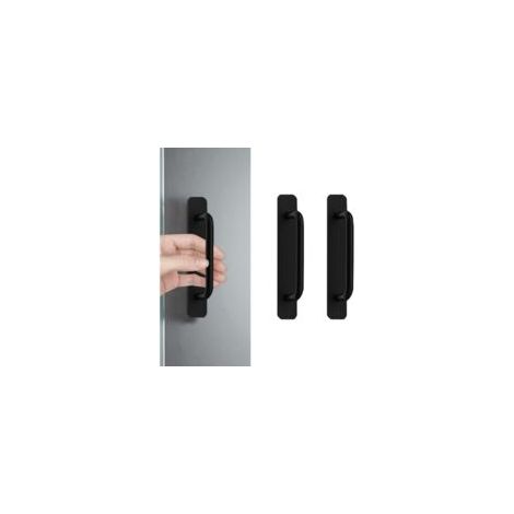 Set di 2 maniglie autoadesive in alluminio nero per porte - Per cucina, camera da letto, armadio, bagno (147 mm) - Crezuo