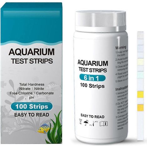 Aquarium-Teststreifen 6 in 1, 100 Stück, für Süß- und Meerwasseraquarien