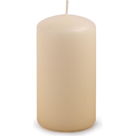 1 bougie pilier classique, crème, beige/1 pièce, diamètre : 7 cm, non parfumée, pour décoration, durée de combustion 49 heures, bougie décorative, bougie de cire, de table, autel (1/5)