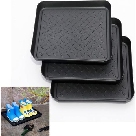 Lot de 3 plaques à chaussures en plastique, tapis anti-boue pour vestiaire et entrée de maison (1/5)