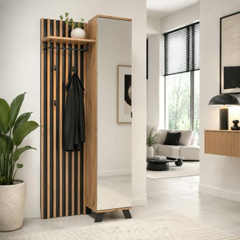 Vestiaire d'entrée moderne 1 porte avec miroir ALVA (1/5)