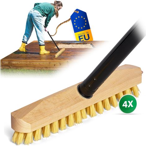 Brosse à récurer Novaliv 4X en bois avec poils PPN avec poignées enfichables pratiques, essuie-glace en quatre parties avec filetage, brosses à