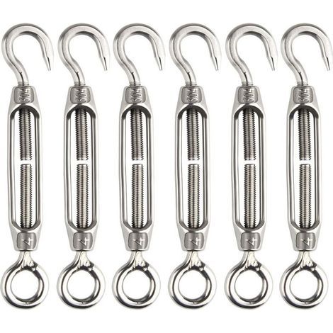 6 Stück Draht Spannschloss Spannschloss M4 Edelstahl verstellbar Spannschloss Haken und Öse Set Heavy Duty-LIAIKI (1/5)