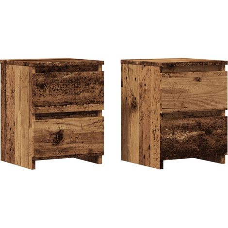 Juego de 2 mesitas de noche con cajones 30 x 30 x 40 cm madera de ingeniería marrón envejecida DEC035776