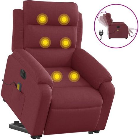 Chaise de massage électrique ergonomique en tissu rouge bordeaux – Fonction chauffage, rouleaux massants cervicaux et lombaires, 3 modes automatiques, inclinaison réglable (1/5)