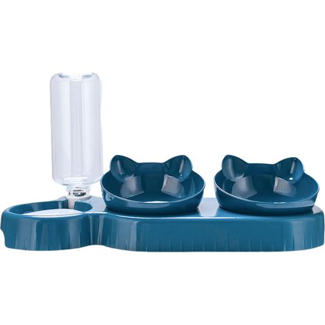 1 gamelle 3 en 1 pour chat, abreuvoir intégré 500 ml, gamelle surélevée réglable 15°, distributeur nourriture eau (1/5)