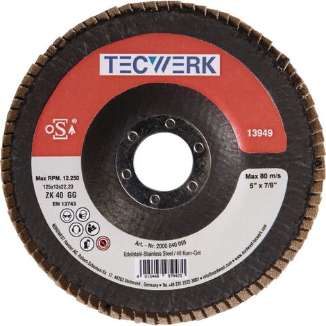 Fächerscheibe D.125mm K.40 kon.Alu.SCg TECWERK (1/2)