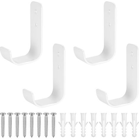 Lot de 4 crochets muraux pour garage, crochets muraux robustes pour accrocher des échelles, crochets de suspension de garage en forme de J, crochets de rangement muraux pour la maison et le (1/5)