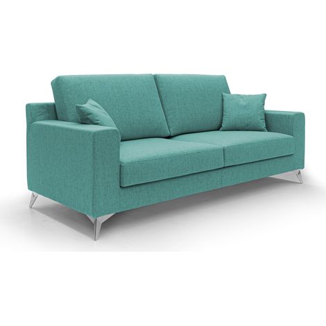 Michael Canapé de tela impermeable y antimanchas 146 cm Verde Aguamarina