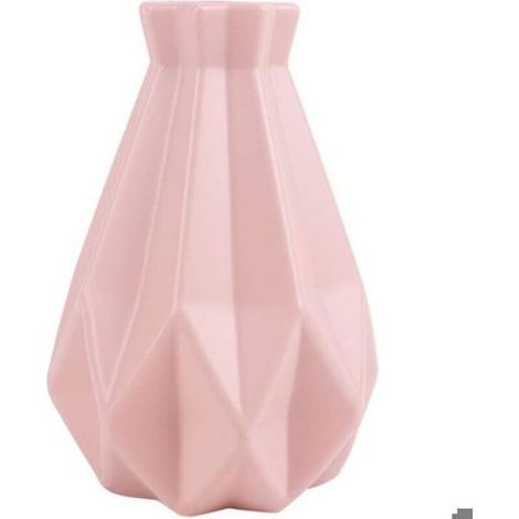 Vase à fleurs géométrique en céramique, vase simple et incassable pour la décoration intérieure (table de salon) - Rose (1/5)