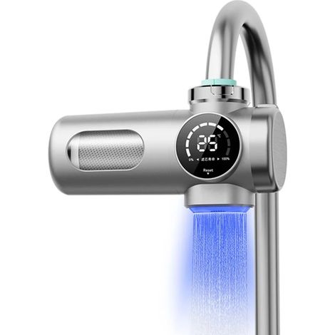 Filtre à eau pour robinet à 12 étapes avec lumière UV bleue, affichage numérique et turbine, déchloration et stérilisation pour évier de cuisine