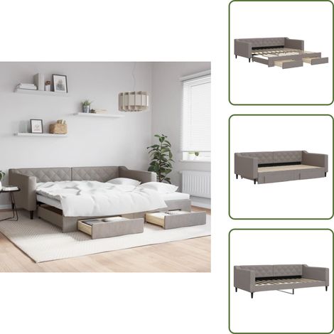 Almacenamiento - vidaXL Sofá cama nido con cajones tela gris taupe 100x200 cm - Sofá cama 2 en 1
