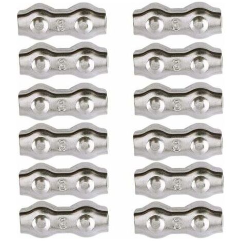 Serre-câble en acier inoxydable 304 – Lot de 12 pinces pour câbles métalliques de 2mm – Capacité de charge élevée – Applications industrielles et maritimes (1/5)