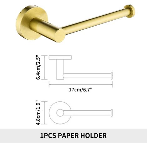 Porte-papier toilette A3 doré, noir mat, avec support pour téléphone et fixation murale. Accessoires de salle de bain en acier inoxydable brossé doré. (1/5)