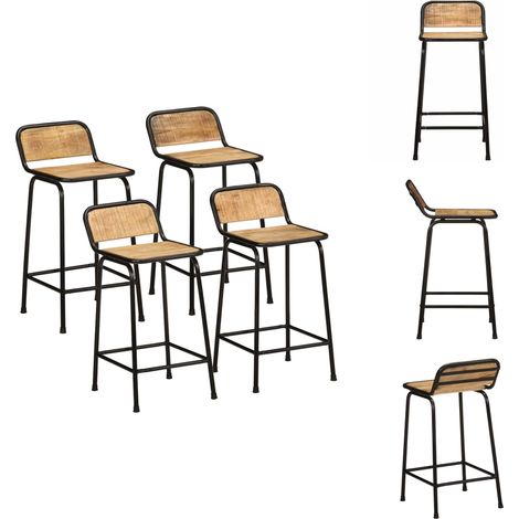 Tabourets de bar lot de 4 bois massif manguier brut - Tabouret De Bar - Tabourets De Bar - Chaise - Chaise De Bar De Petit-déjeuner (1/5)