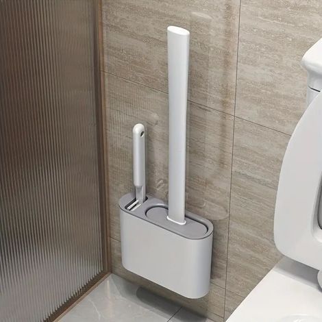 1 Set bestehend aus 2 Toilettenbürsten und 1 Halter, wandmontiertes Toilettenbürsten- und Halterset für Badezimmer, Badezimmeraccessoires (1/5)