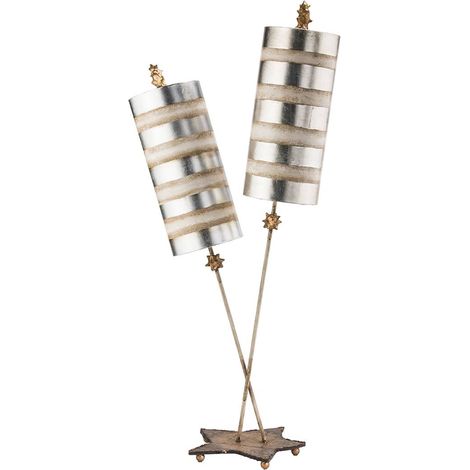 Elstead Nettle Luxe - Lampe de table à 2 lampes crème, feuille d'argent, E27 (1/5)