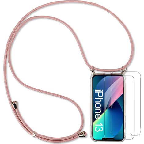 CUSTODIA IN SILICONE CON CATENA PER APPLE IPHONE 13 ROSA A2483 A2636 A2638 (1/5)