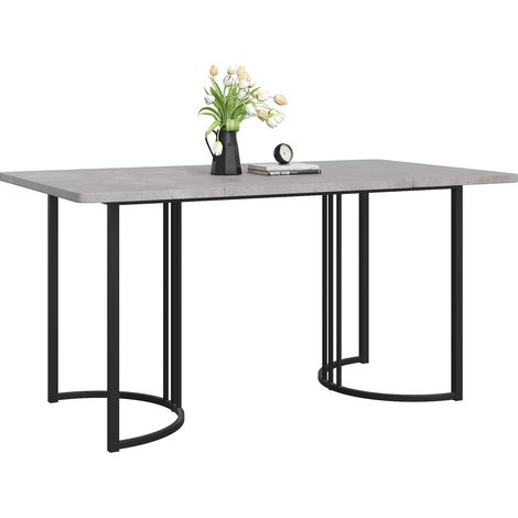 Table à manger rectangulaire 140 x 80 cm, effet marbre gris, pieds métalliques réglables, plateau MDF, pour cuisine, salle à manger ou bureau – CHICFURN (1/5)