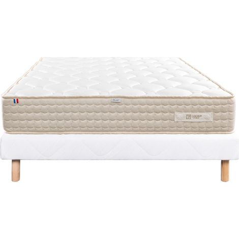 Ensemble Matelas Sublime, 20 cm, mousses haute densité, ferme, face été/hiver + sommier blanc ep 13cm, 90x190cm (1/5)