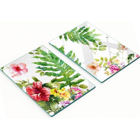 Tavole decorative multifunzionali in vetro per cucina con motivo floreale, 2x40x52 cm (1/5)