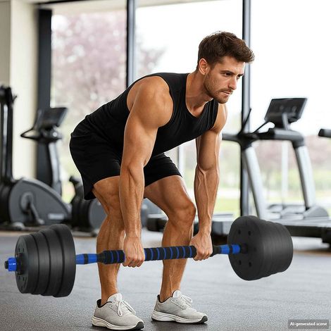 vidaXL Set di Manubri 2-in-1 40kg Nero e Blu Cemento e sabbia di