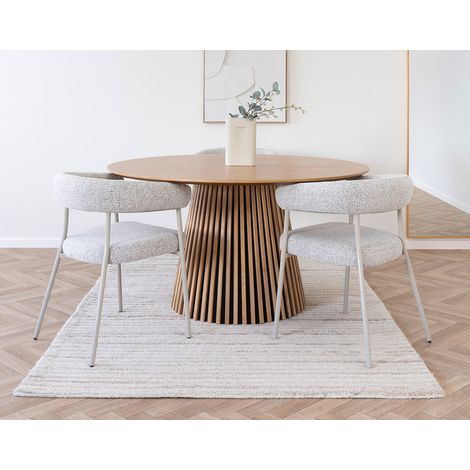 Sadie - lot de 2 chaises fsc 100% en tissu texturé - pieds en acier - beige (1/5)