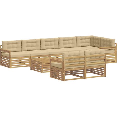 Outdoor-Sofagarnitur 9 Stk. Weiß und Beige Polyester vidaXL (1/5)