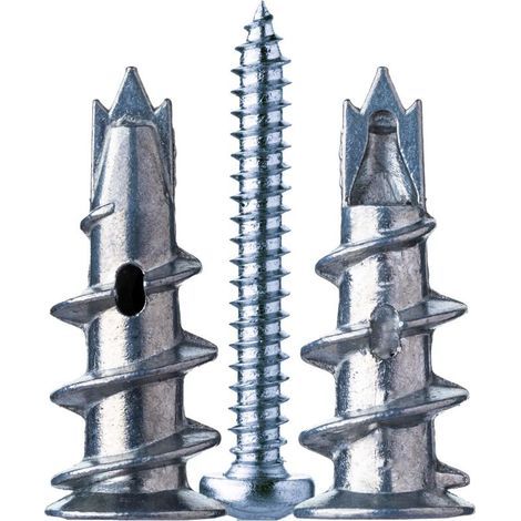 Metalldübel für Beton und Gipskarton. 100 Stück inklusive Schrauben. Oxidationsbeständig. Schnelle und einfache Montage. (1/5)
