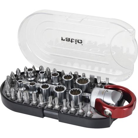 Puntas de atornillado más vasos de 1/4&quot estuche de 40 accesorios Ratio - (1/4)